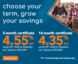5-month 4.55% APY* Certificate
14-month 4.35% APY* Certificate